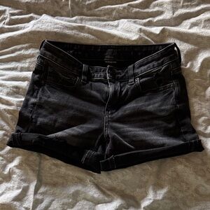 American Eagle Outfitters Black Denim Roll Cuff Shorts